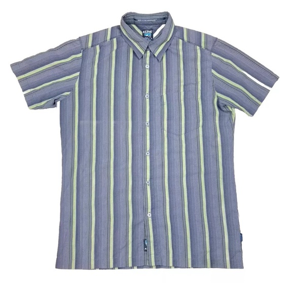Kuhl Suncel Shirt Men’s Small Gray Vertical Stripe Metal Button-Up Outdoor - Picture 1 of 7
